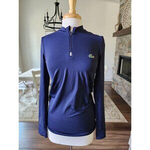 Lacoste Sport Super Slim Fit Quarter Zip Moisture Wicking Shirt Navy Blue M